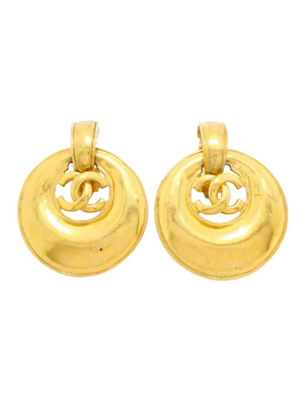 Chanel Earrings Vintage CC Logo Gold Plated